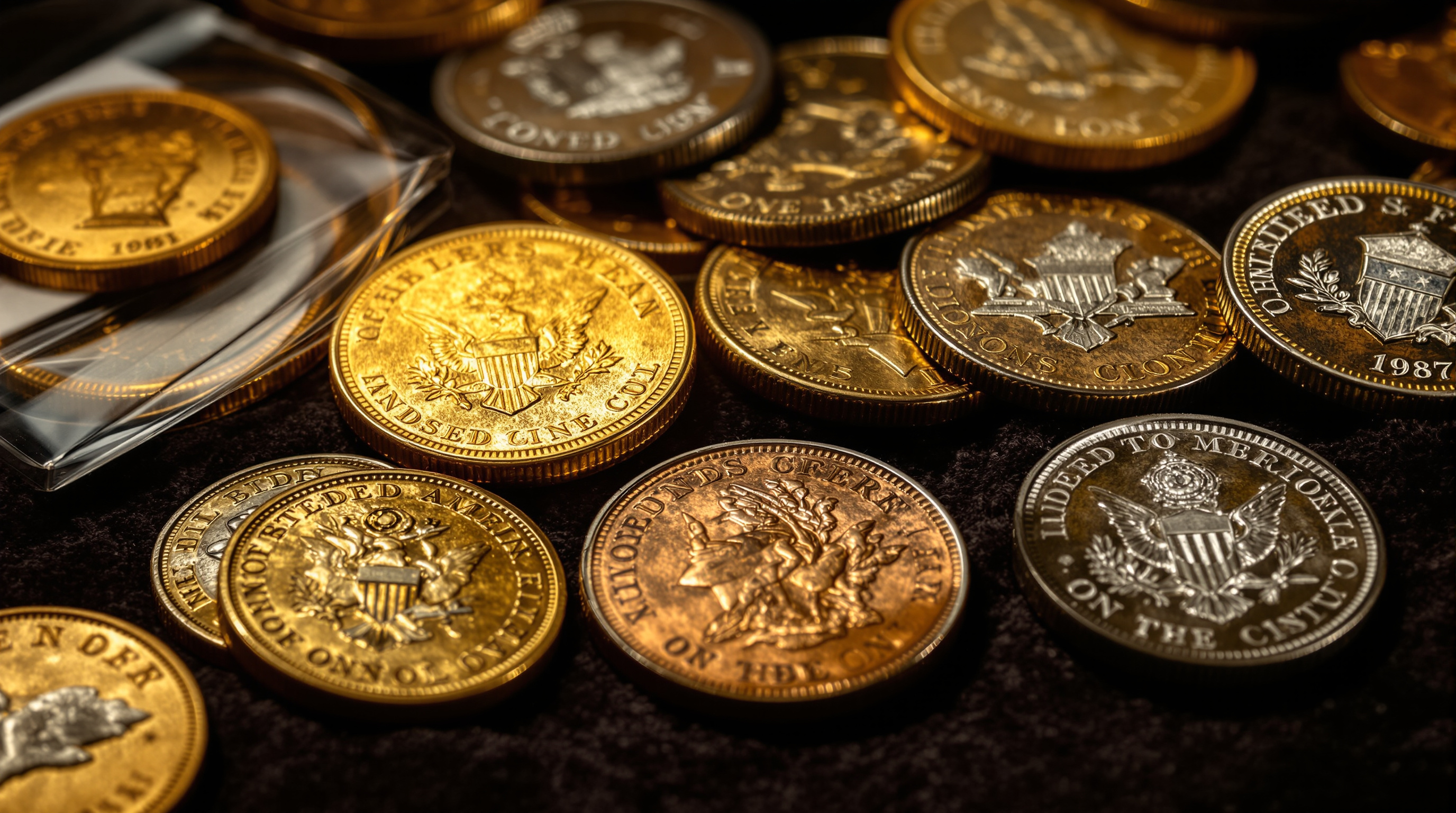 An organized coin collection in archival holders, including Morgan silver dollars and state quarters