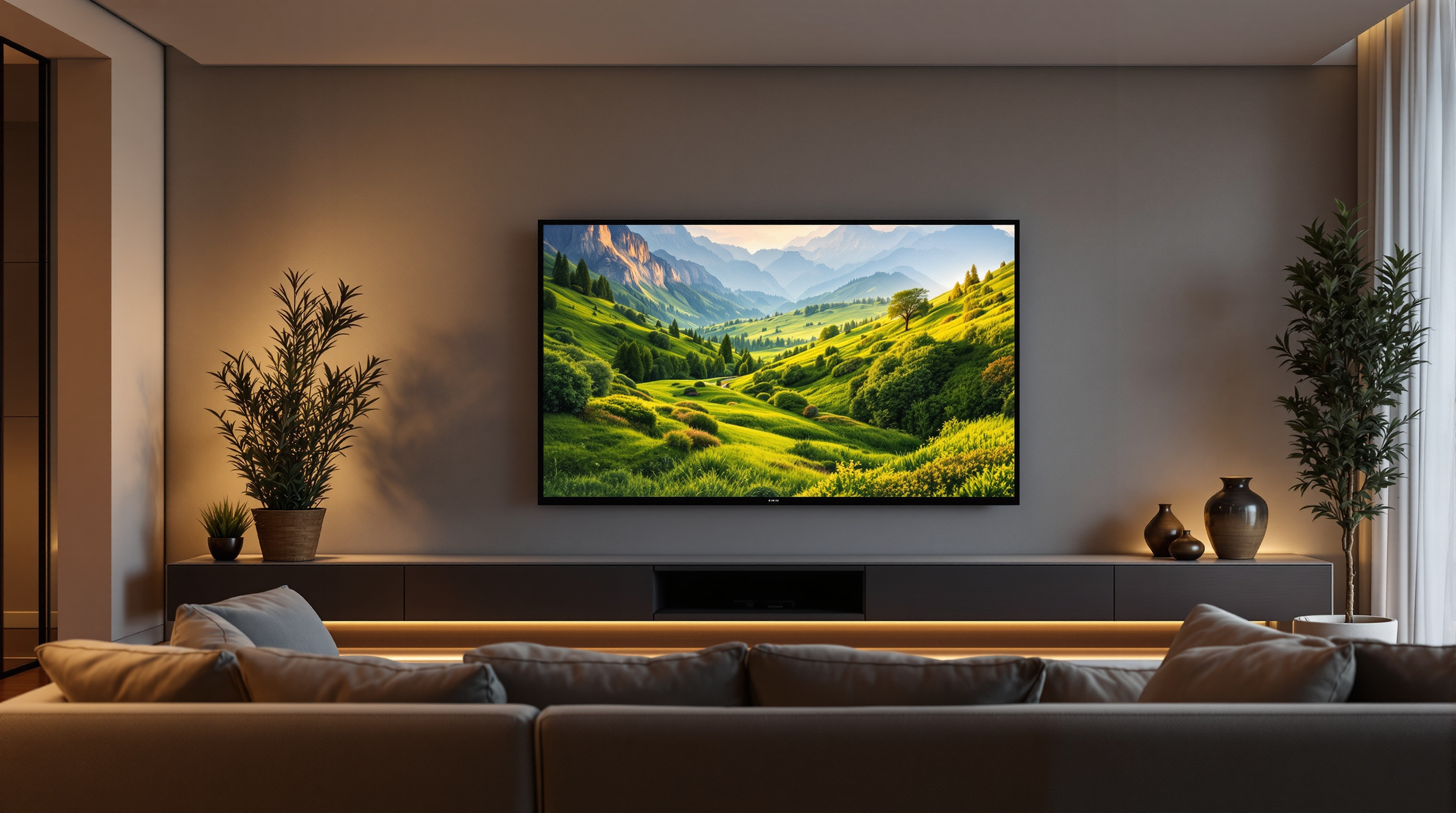 Modern living room with flat screen TV